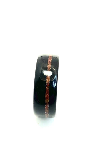 Wooden Ring | Gabon Ebony Wood with Copper Inlay Ring