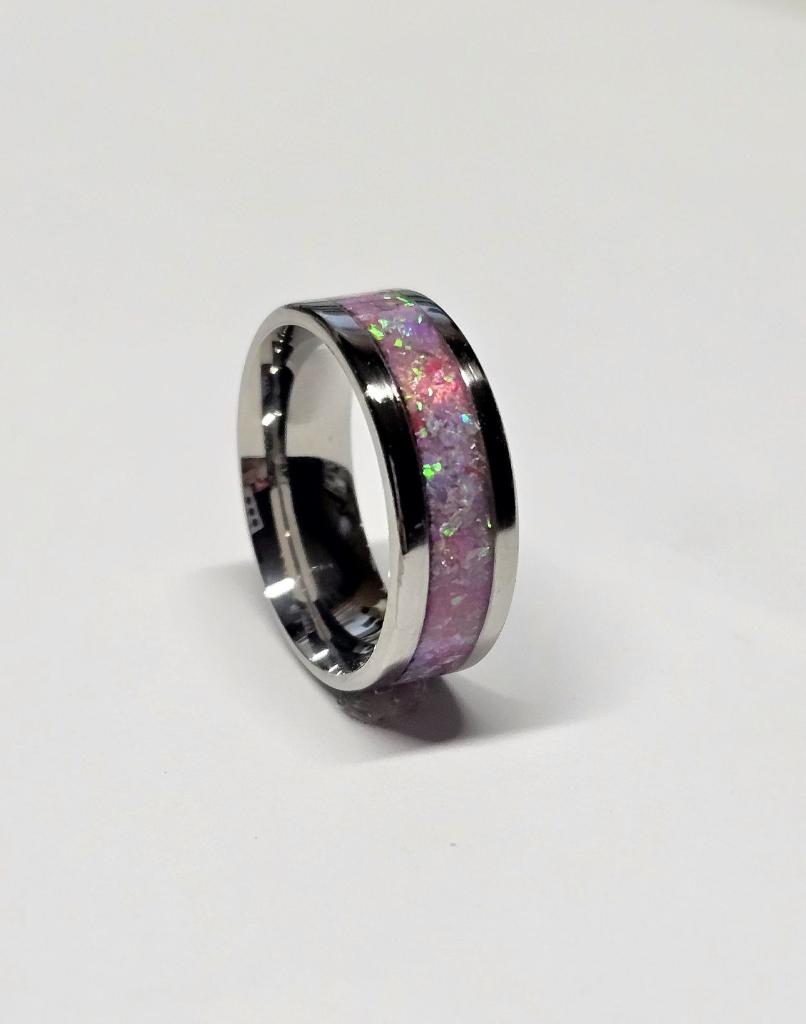 Stainless steel and pink opal