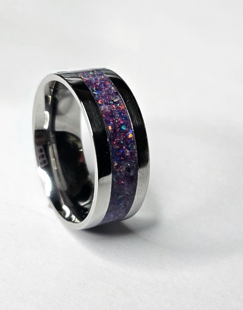 Stainless steel and purple opal
