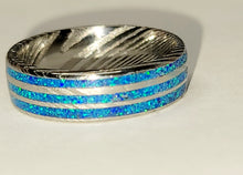 Load image into Gallery viewer, Stainless Steel Damascus with Cobalt Blue Opal