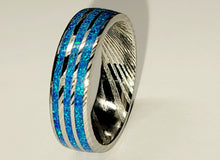 Load image into Gallery viewer, Stainless Steel Damascus with Cobalt Blue Opal