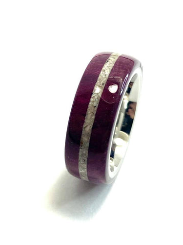 Wooden Ring | Purple Heart with Mother of Pearl/cremation Inlay Ring