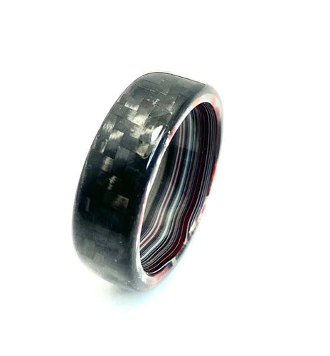 Carbon Fiber Ring with Fordite Core