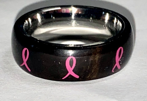 Cancer ribbon ring