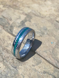 Stainless steel Damascus with emerald opal