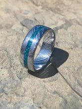 Load image into Gallery viewer, Stainless steel Damascus with emerald opal